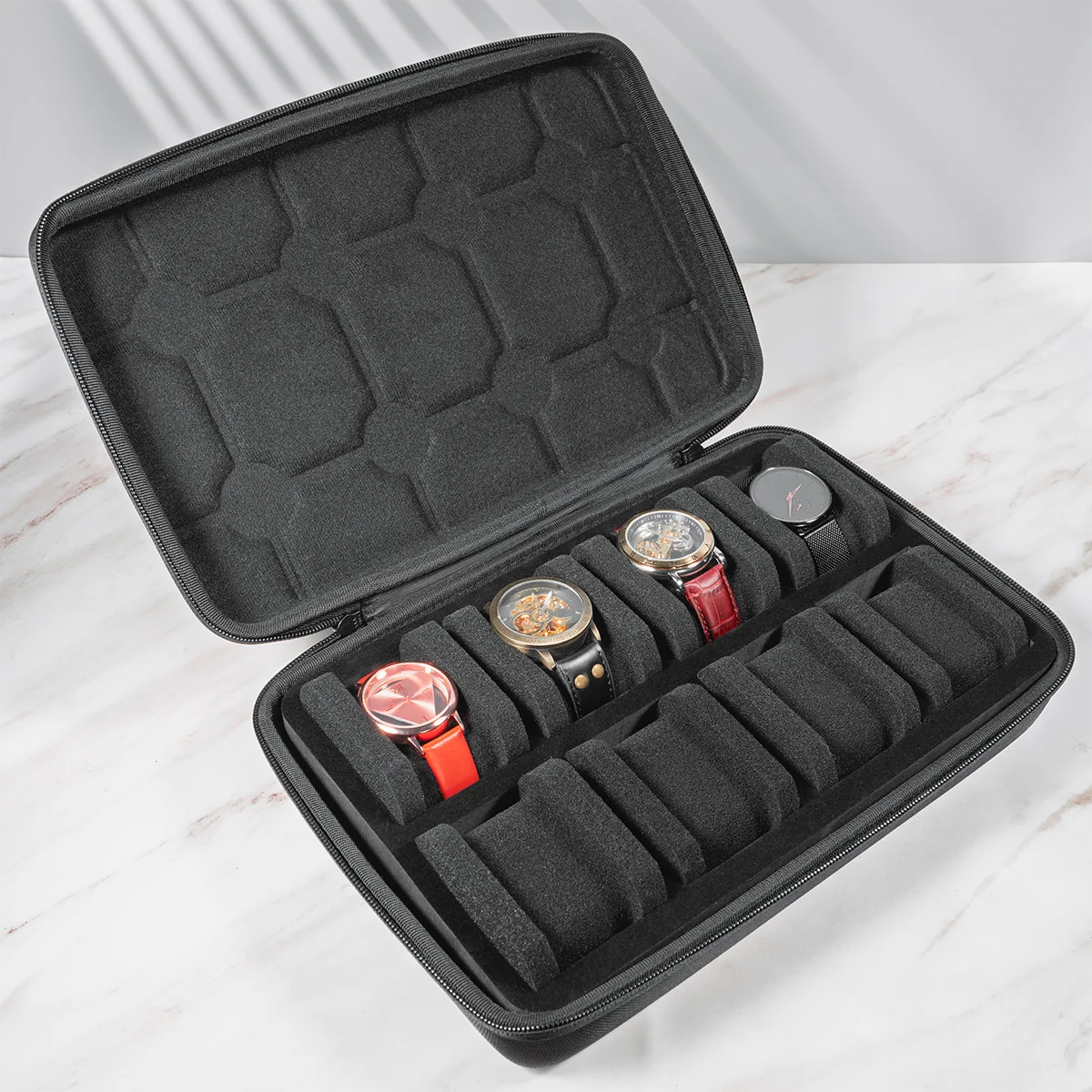 Watch Box Organizer for Men or Women,Watch Travel Case Portable Storage Watch Display Holder for Wristwatches and Smart Watches