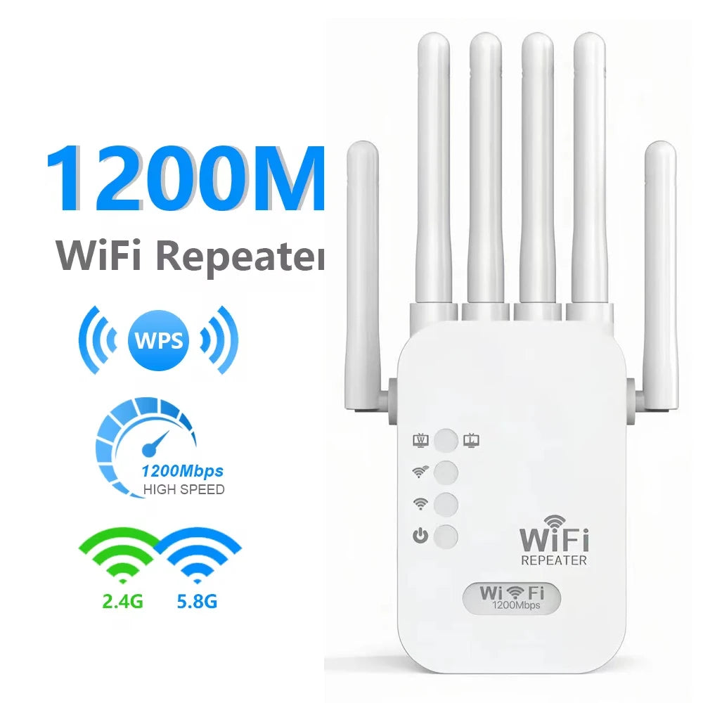 1200Mbps Wireless WiFi Repeater Wifi Signal Booster Dual-Band 2.4G 5G