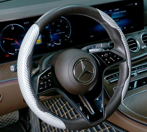 1/2PCS Laser Carbon Fiber Silicone Car Steering Wheel Cover