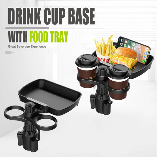 Dual Cup Holder Expander Adjustable 360°Rotating Car Seat Organizer