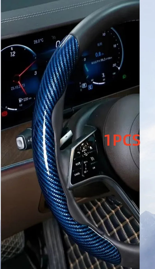 1/2PCS Laser Carbon Fiber Silicone Car Steering Wheel Cover
