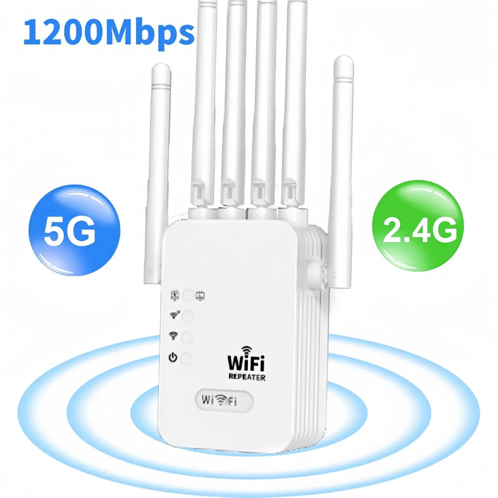 1200Mbps Wireless WiFi Repeater Wifi Signal Booster Dual-Band 2.4G 5G