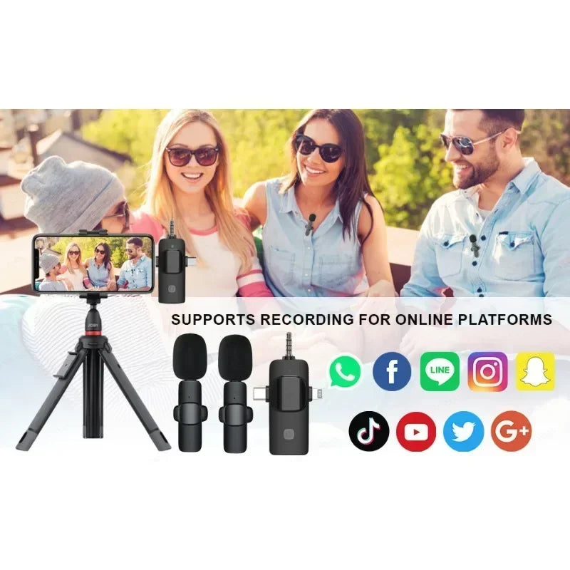 4in1 Wireless Microphone for iPhone Android Cameras Wireless