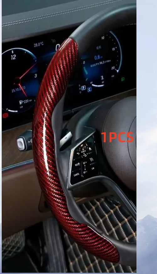 1/2PCS Laser Carbon Fiber Silicone Car Steering Wheel Cover