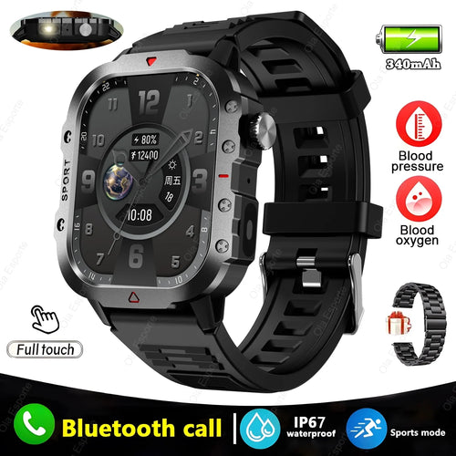 Military Sports Smart Watch 2.01" HD Touch Screen Bluetooth Call LED
