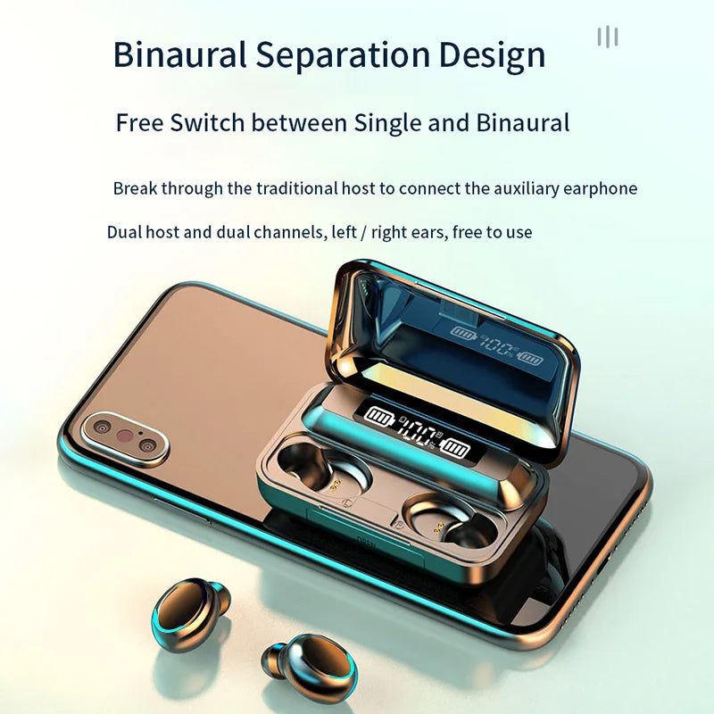 F9 Wireless Bluetooth Earphones with LED Dislpaly TWS Headset Earbuds