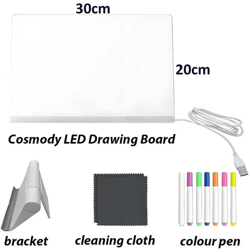 LED Acrylic Drawing Board DIY Erasable Luminous Writing Boards with