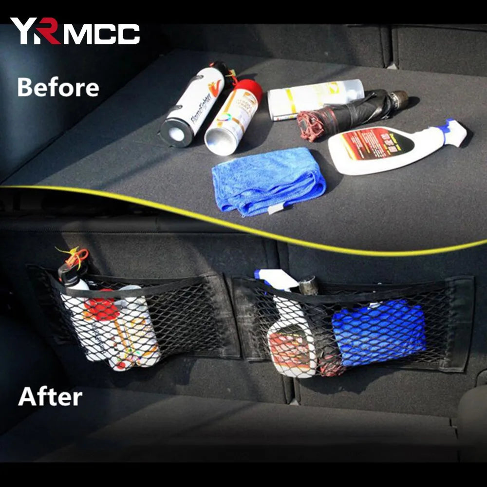 Car Back Rear Trunk Bag Organizer Mesh Net Auto Seat Back Storage Bag