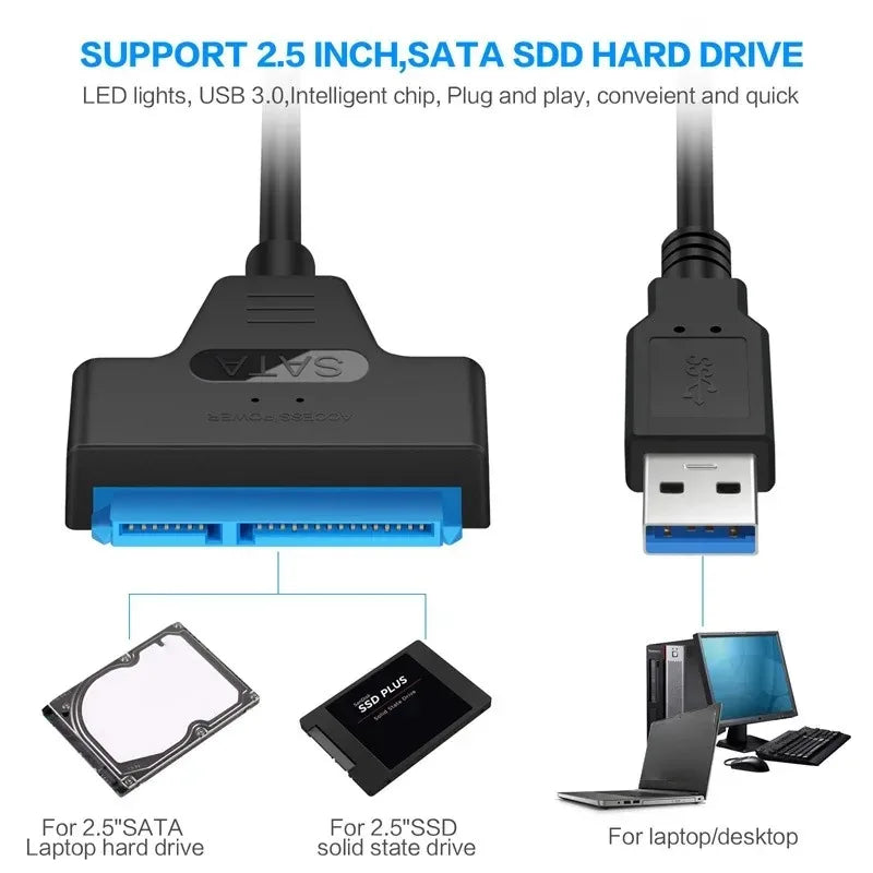 Coolcirc USB 3.0 To Sata Cable For 2.5 Inch External HDD SSD Hard
