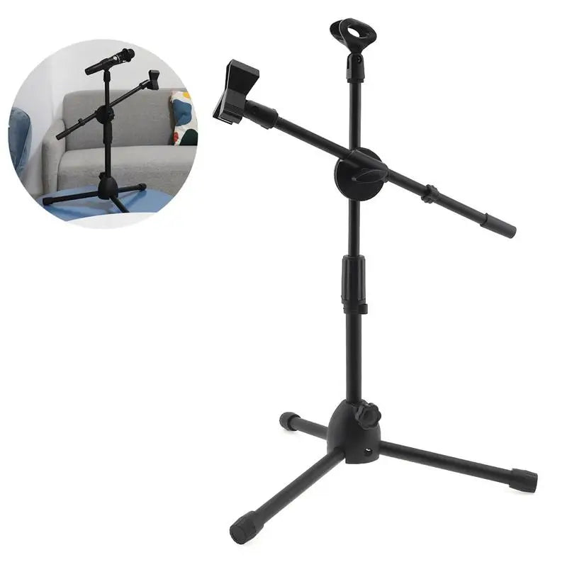 Tripod Boom Microphone Stand With Mic Clip Cell Phone And Microphone