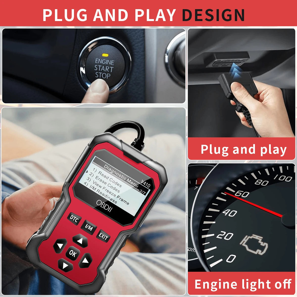 Car Obd2 Scanner Diagnostic Tool Code Reader Engine Fault Code Reader