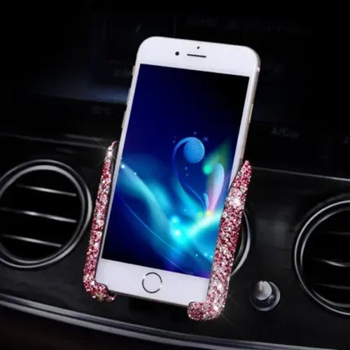 Car Phone Holder Diamond Crystal Car Air Vent Mount Clip Mobile Phone
