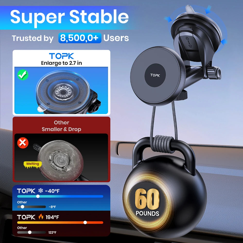 TOPK Mag-Safe Car Phone Holder Magnetic Phone Car Mount for Windshield