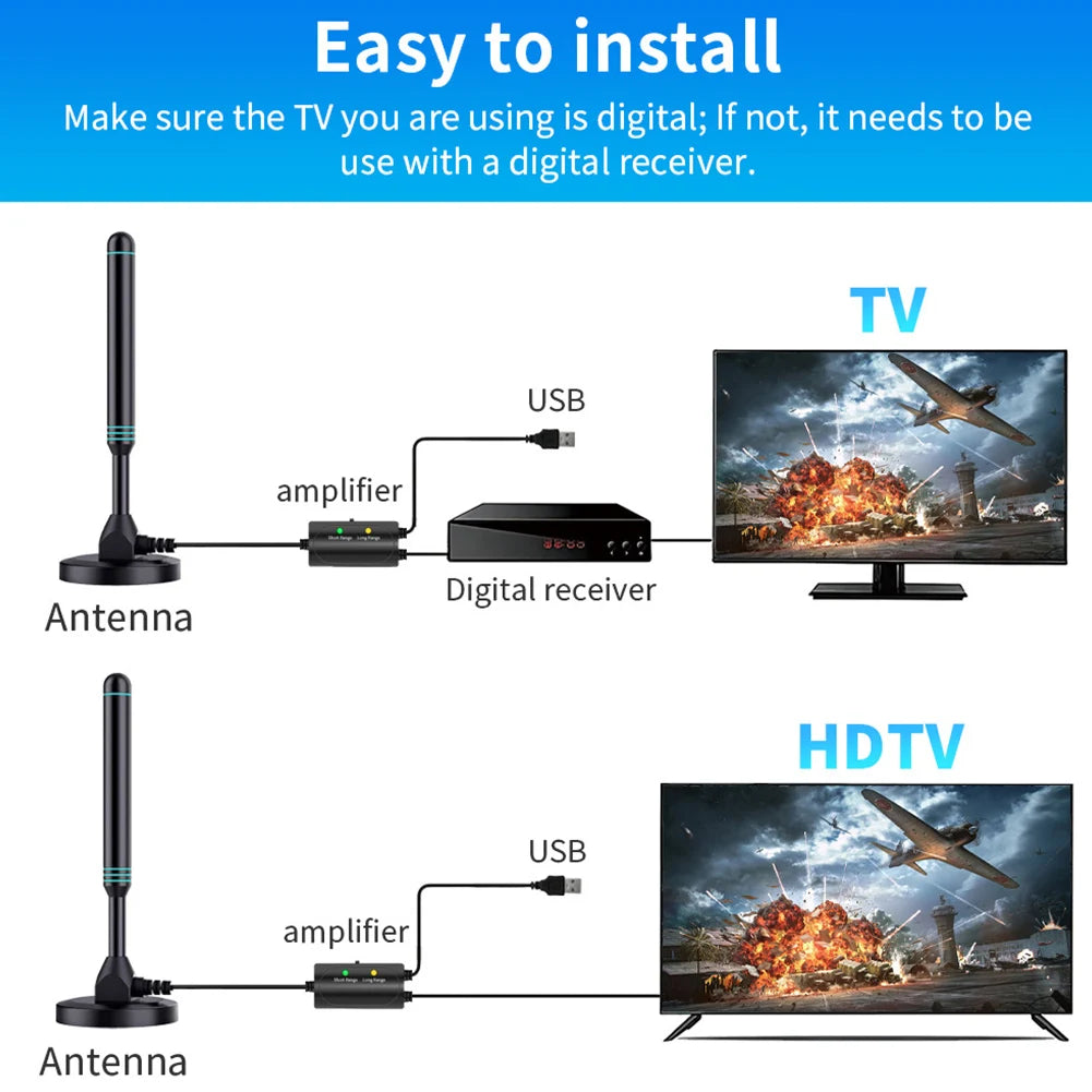 4K/1080P High-Definition Digital Tv Antenna Magnetic Base 4