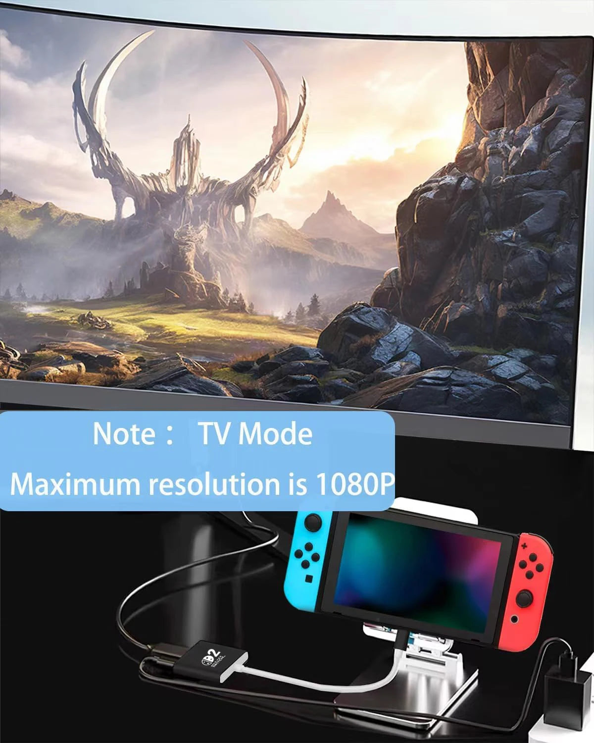 Switch 2 Dock,TV Docking Station for Switch OLED/Steam Deck,HDMI 2.0