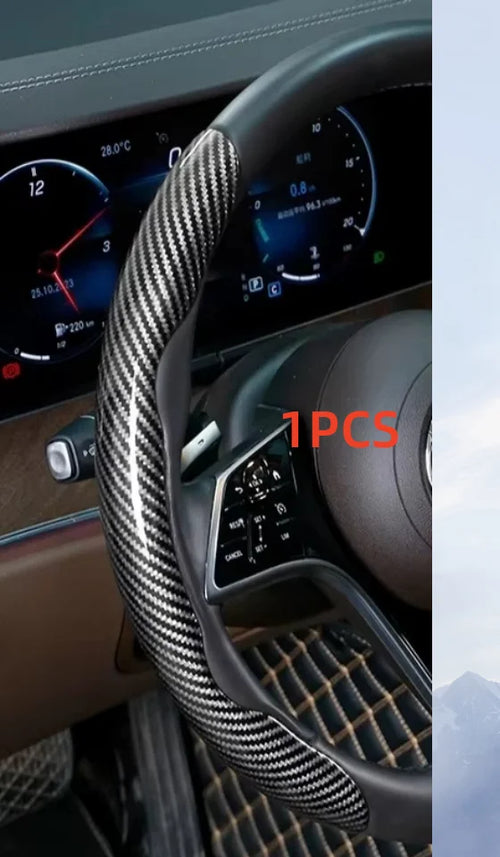 1/2PCS Laser Carbon Fiber Silicone Car Steering Wheel Cover
