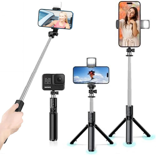 Bluetooth Wireless Selfie Stick Tripod Stand with Light Remote