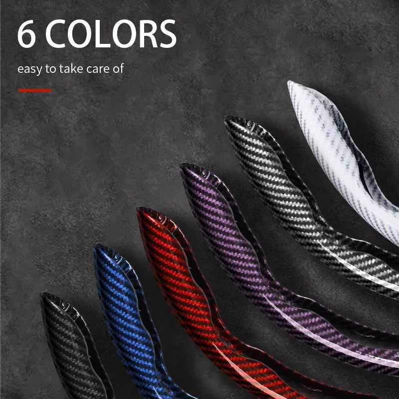 1/2PCS Laser Carbon Fiber Silicone Car Steering Wheel Cover