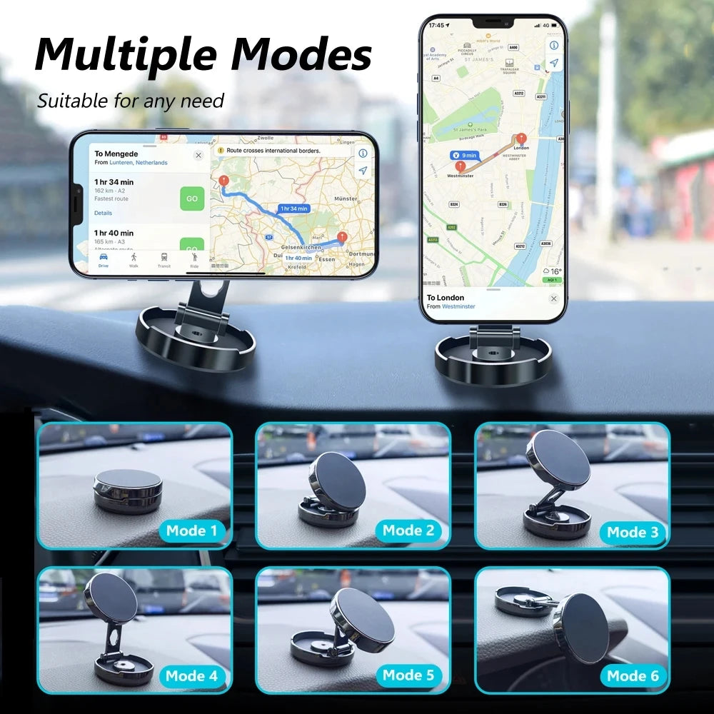 Round Folding Magnetic Car Holder 360 Degree Rotatable Mobile Phone