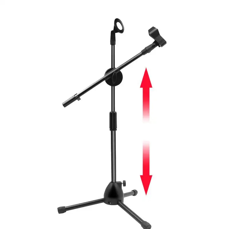 Tripod Boom Microphone Stand With Mic Clip Cell Phone And Microphone