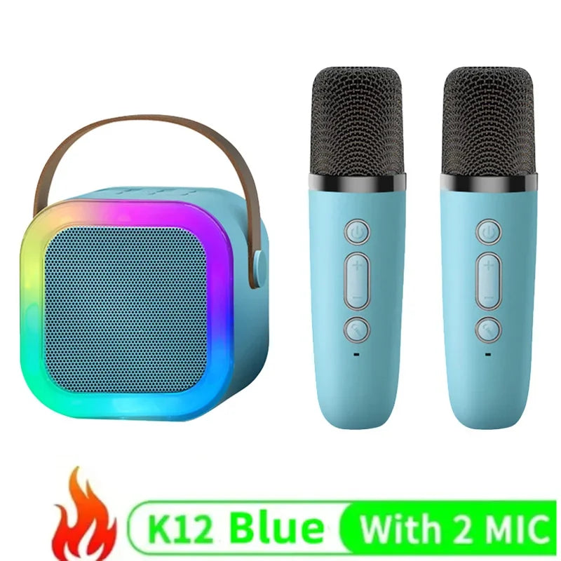 Dual Microphone Karaoke Machine Portable System with&2 Wireless Microphones for Home for Adults and Kids Bluetooth PA Speaker