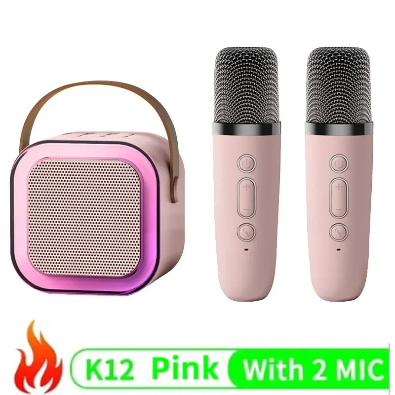Dual Microphone Karaoke Machine Portable System with&2 Wireless Microphones for Home for Adults and Kids Bluetooth PA Speaker