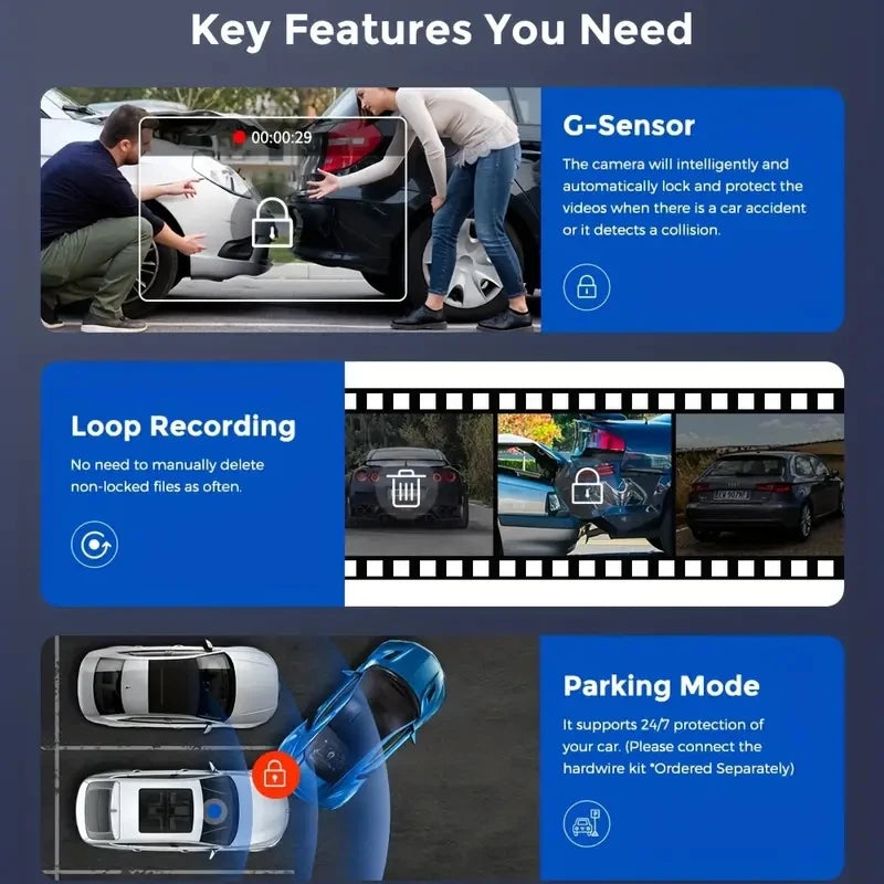 WIFI APP Control Car Dvr 2/3 Channel 1080P Dash Cam for Cars Front optional Rear View Recorder Video Car Camera Car Assecories