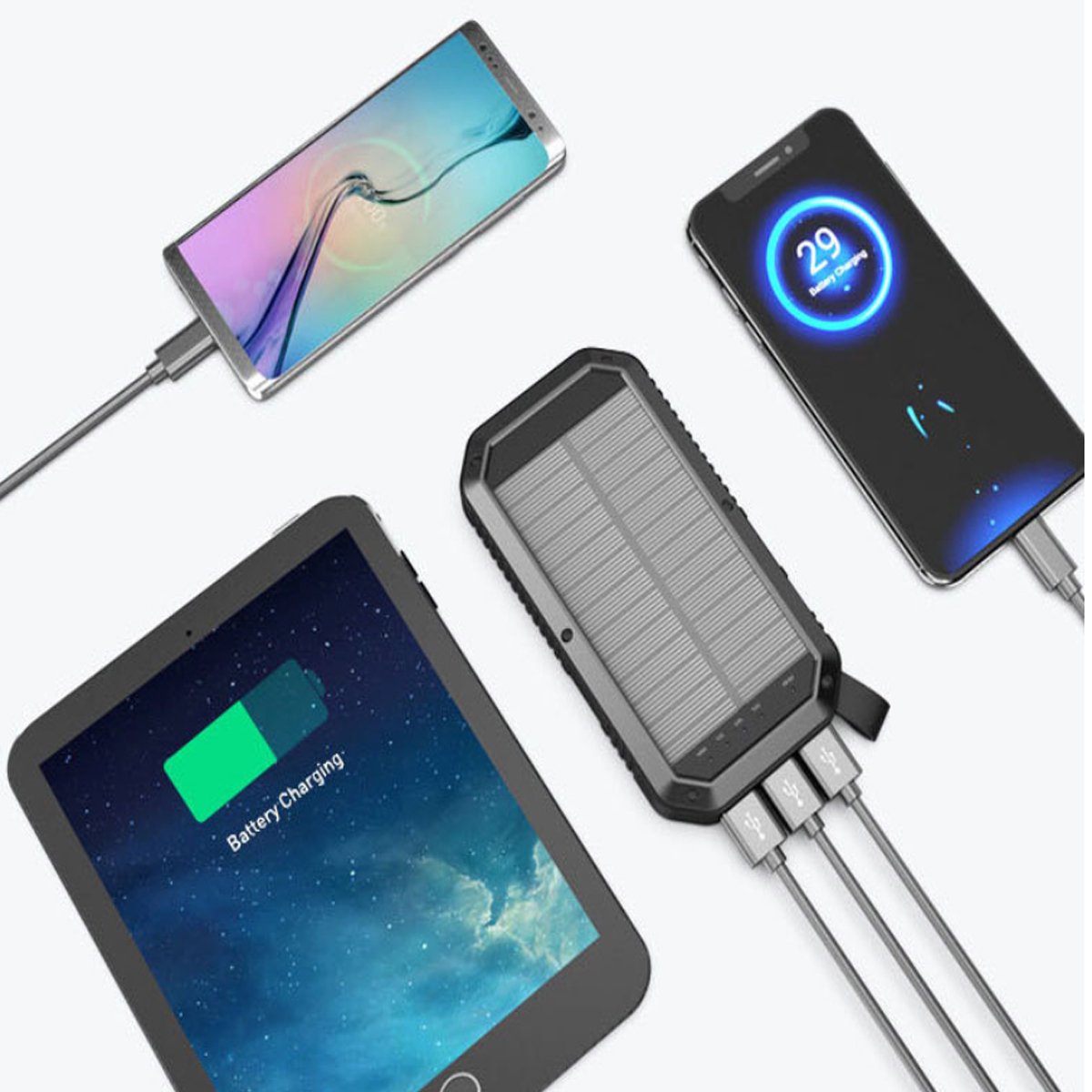 Mini Solar Powered Wireless Phone Charger 10,000 mAh with LED light