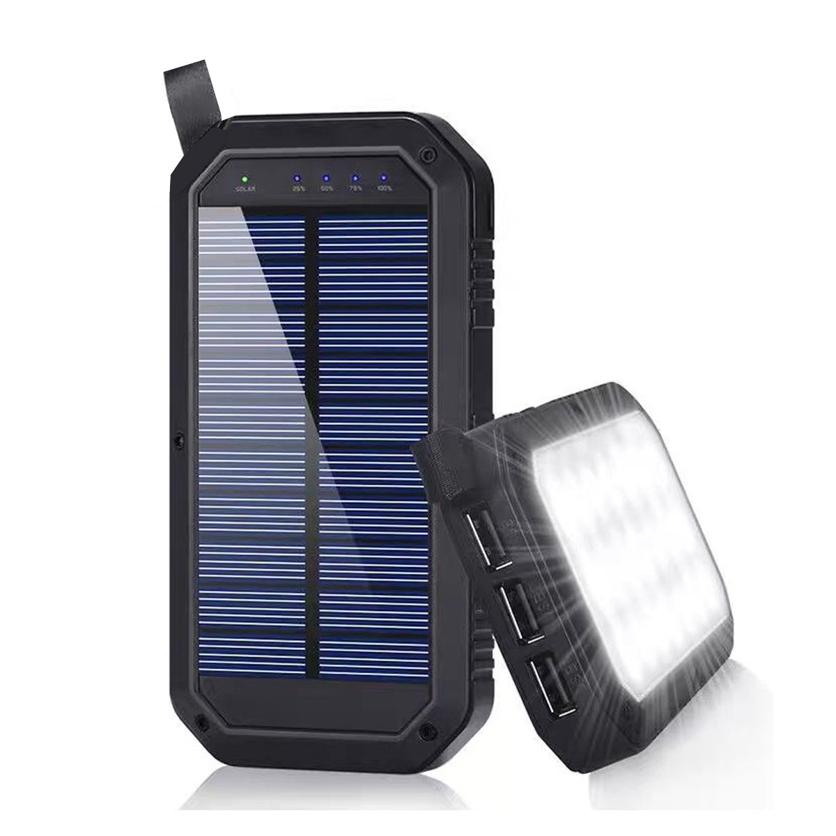 Mini Solar Powered Wireless Phone Charger 10,000 mAh with LED light