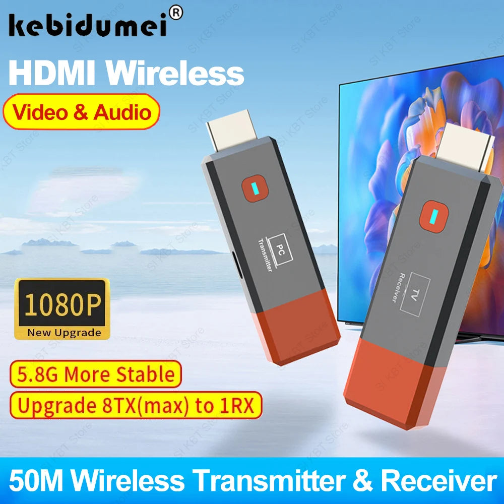 Wireless HDMI Video Transmitter and Receiver Extender 4K 1080P 50M TV Stick Dongle Adapter For PC Camera Laptop To Projector TV