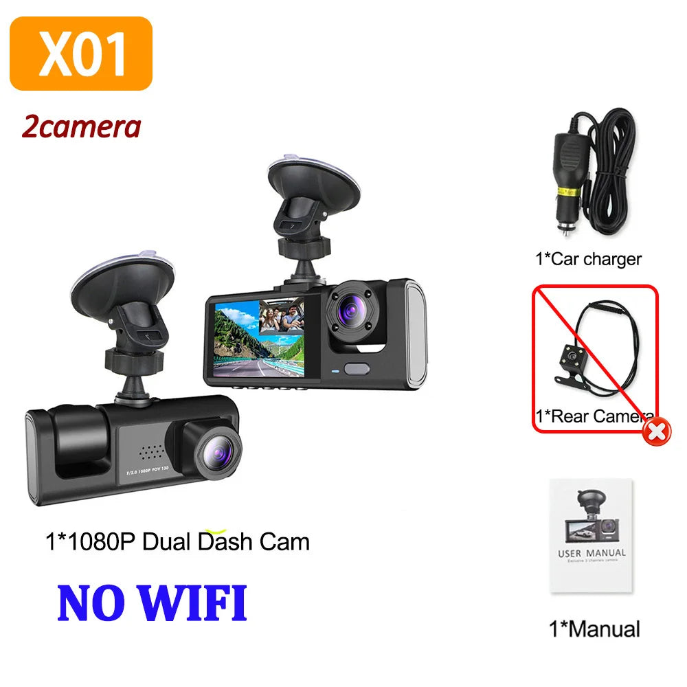 WIFI APP Control Car Dvr 2/3 Channel 1080P Dash Cam for Cars Front optional Rear View Recorder Video Car Camera Car Assecories