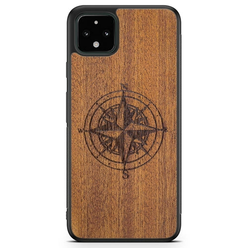 Wooden Engraved Compass Phone Case