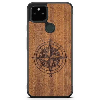 Wooden Engraved Compass Phone Case