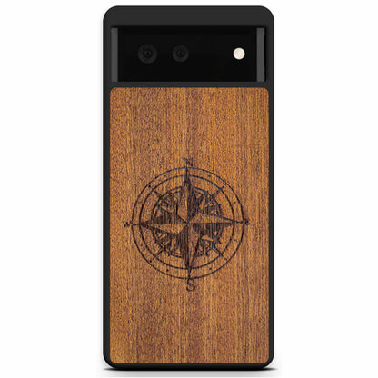 Wooden Engraved Compass Phone Case