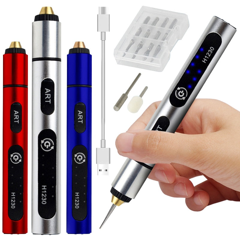 Mini Wireless Drill Electric Engraving Pen 3 Speed USB Cordless Drill