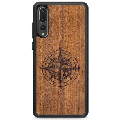 Wooden Engraved Compass Phone Case