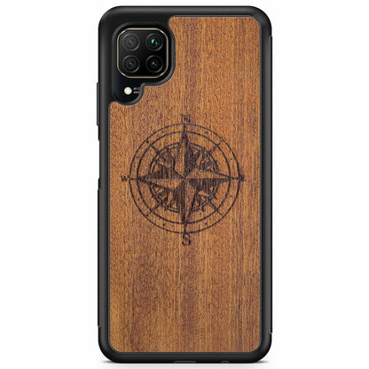 Wooden Engraved Compass Phone Case