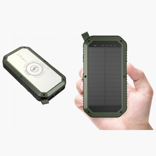 Mini Solar Powered Wireless Phone Charger 10,000 mAh with LED light