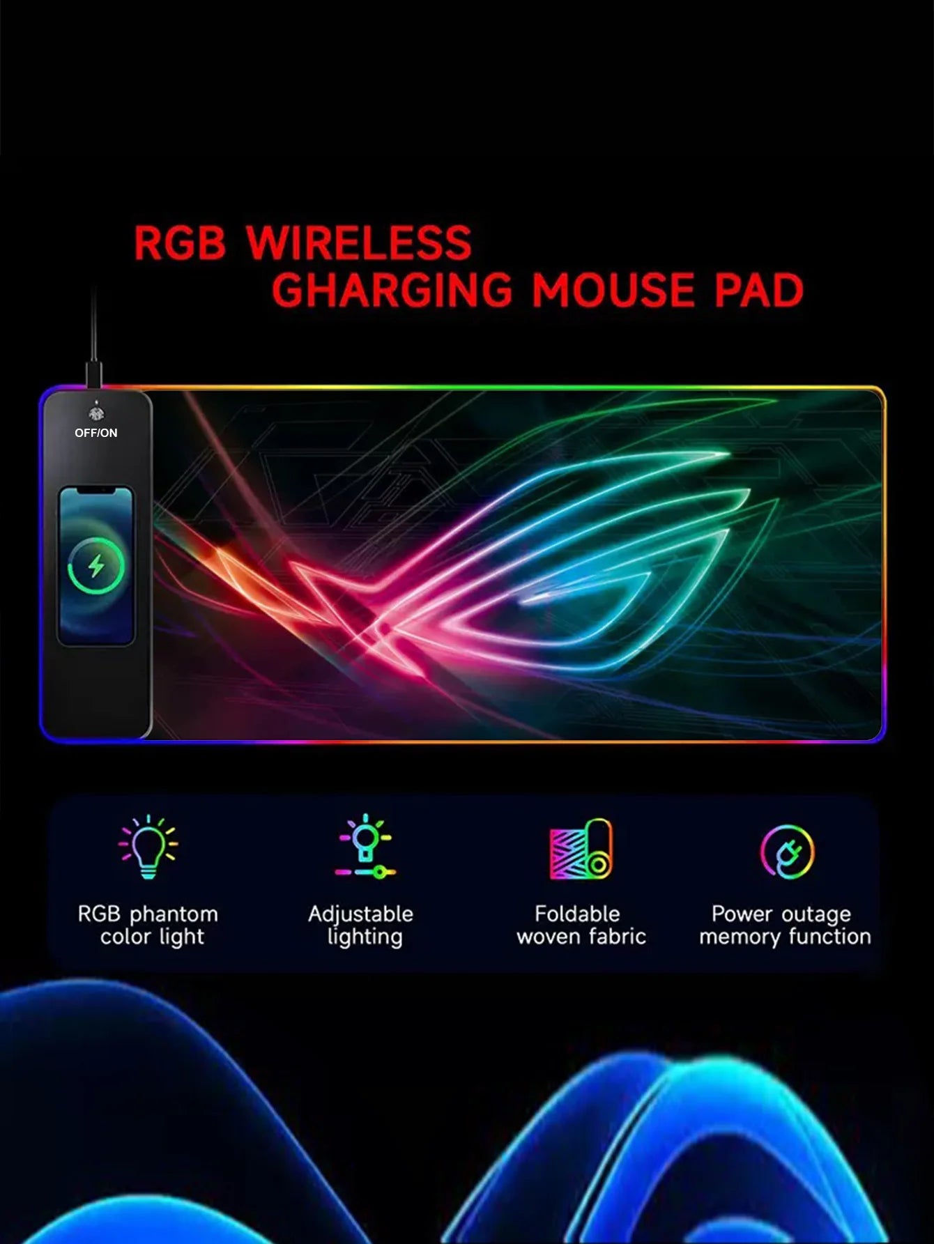 RGB Illuminated Multi - functional 15W Wireless Charging Mouse Pad