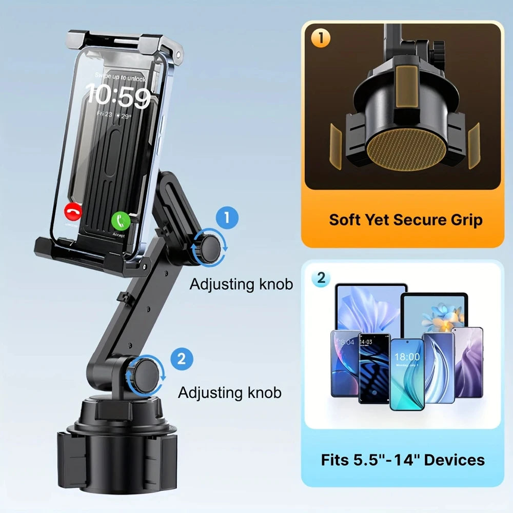 Universal 360 Car Tablet Stand Cup Holder Automobile Mount with Cable