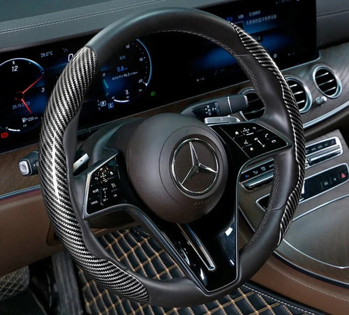 1/2PCS Laser Carbon Fiber Silicone Car Steering Wheel Cover