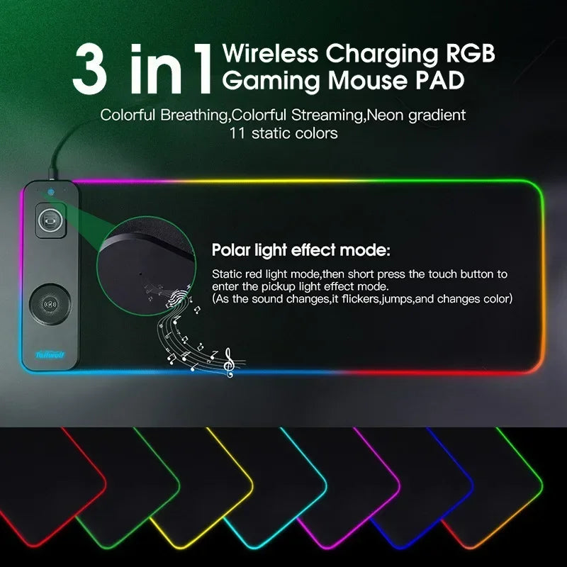 3-in-1 Magnetic Wireless Charging Mouse Pad Oversized Customized