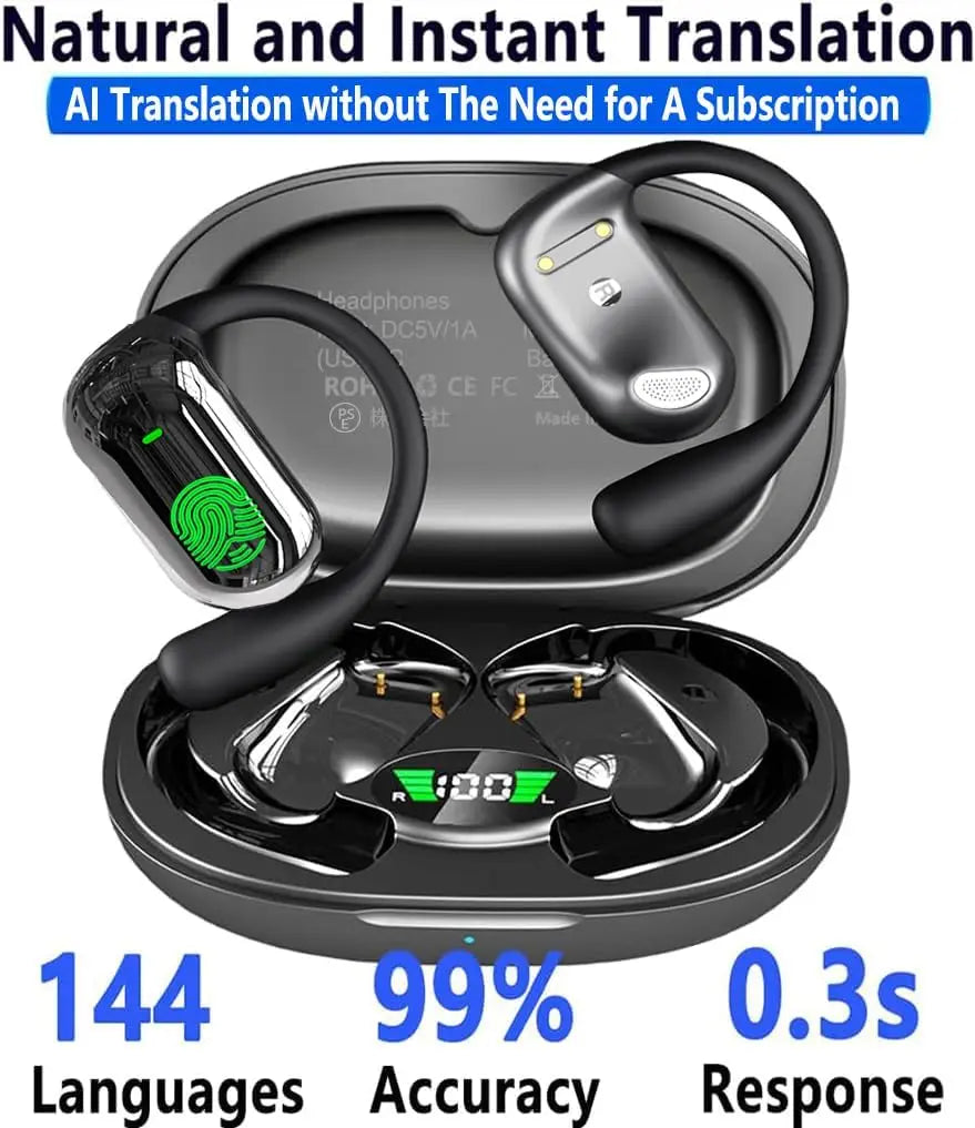 UYUXIO AI Language Translation Headphones with 144 Languages & Accents