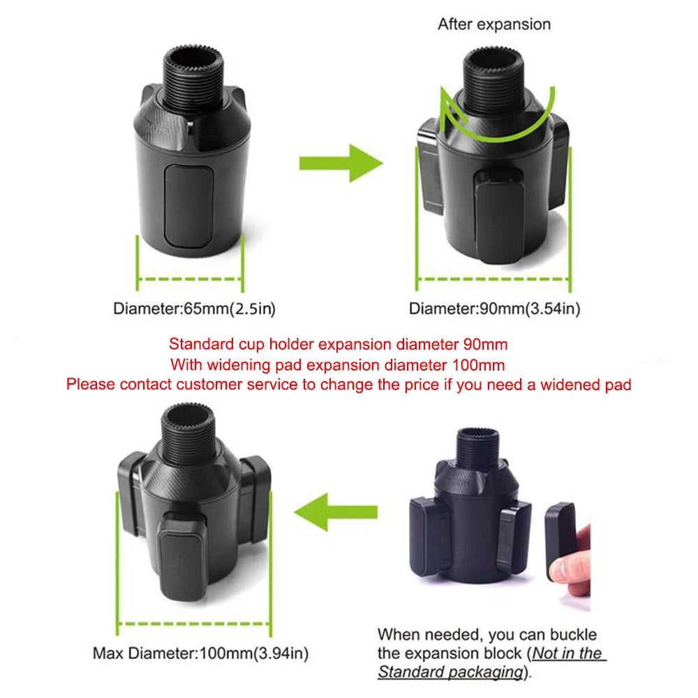 Dual Cup Holder Expander Adjustable 360°Rotating Car Seat Organizer