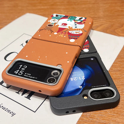 For Samsung Galaxy Z Flip 7 5 4 3 6 Christmas Deer Phone Case Leather