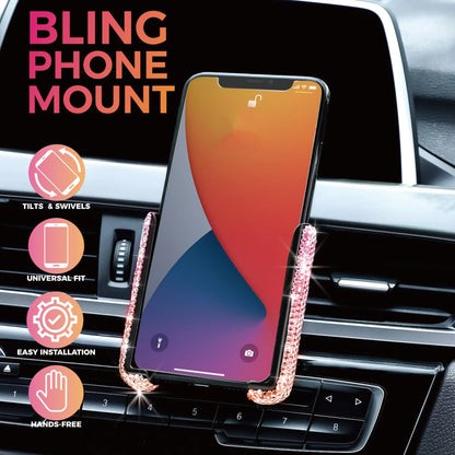 Car Phone Holder Diamond Crystal Car Air Vent Mount Clip Mobile Phone