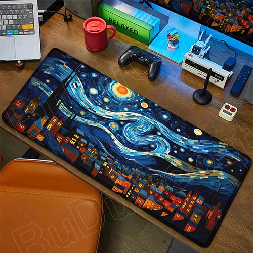 HD Print Starry Night MousePad Non-Slip Rubber Large Laptop Computer