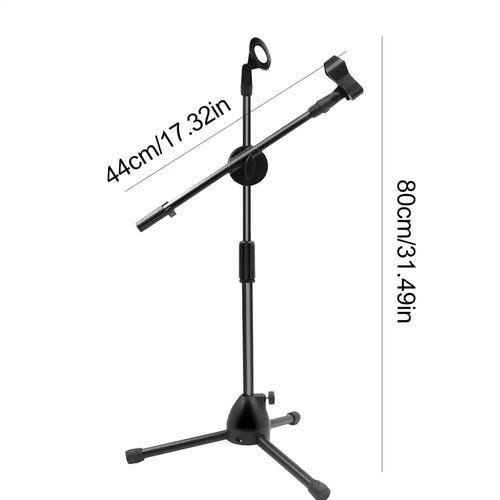 Tripod Boom Microphone Stand With Mic Clip Cell Phone And Microphone