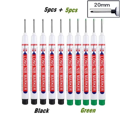 10Pcs/Set Multi-Purpose 20mm Deep Hole Long Nib Head Marker For Metal