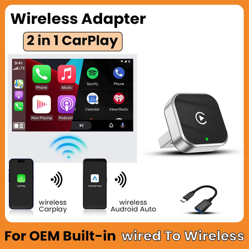 Wireless Android Auto Dongle Wireless CarPlay Adapter 2in1 AI Smart